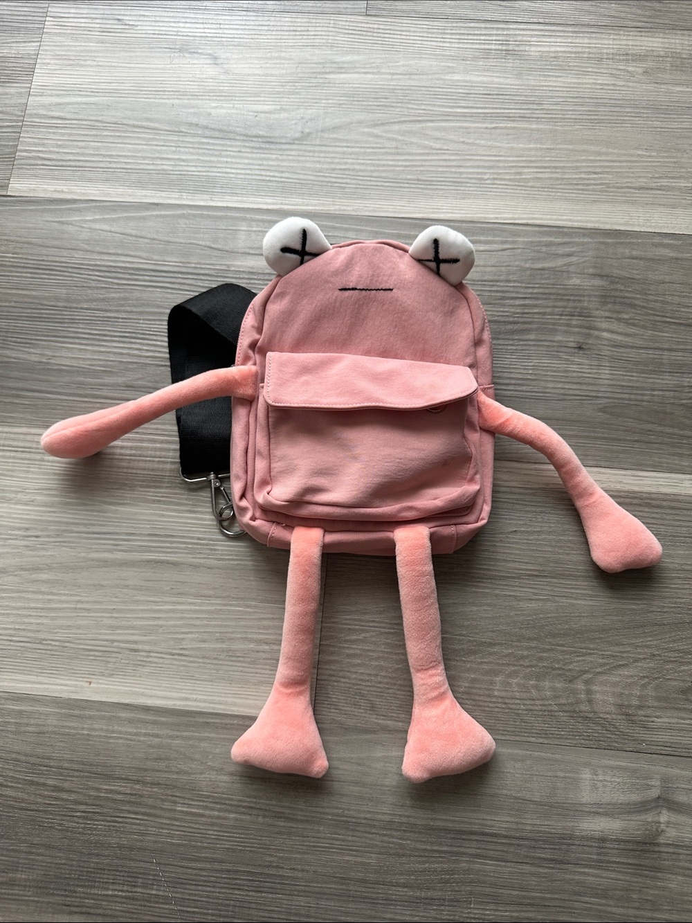 Pink Plush Frog Mini Backpack Side Bag - Festival Bag